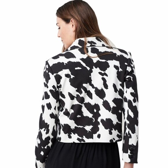 DIANE VON FURSTENBERG Macie Cow Print Cropped Blazer Animal Print NEW - Picture 3 of 13